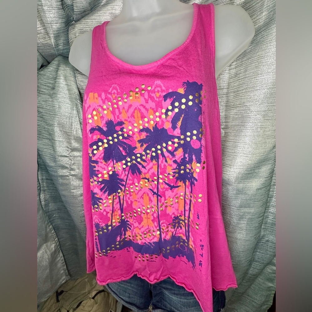 OP Racerback Semi-Fitted Pink Purple Gold Tank Top Shirt ~ XL (15/17)